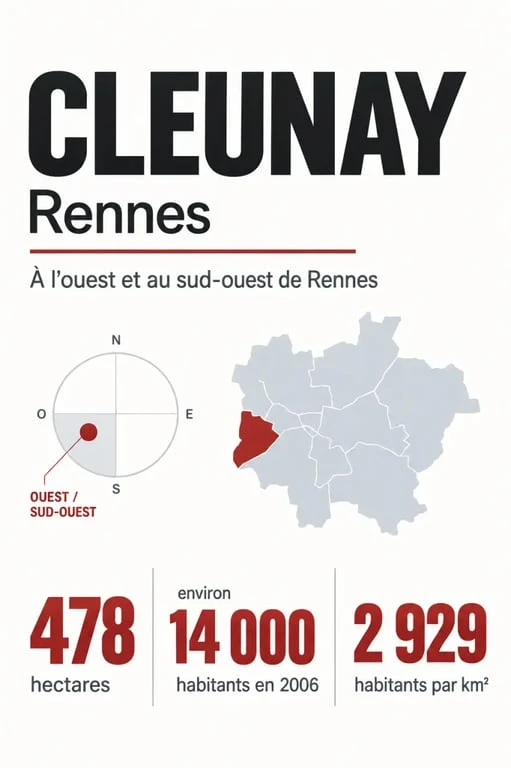 Cleunay à Rennes : superficie, population et densité du quartier