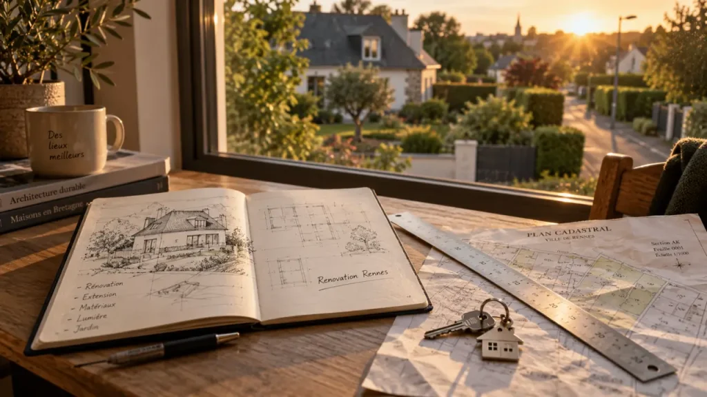Banlieue chic Rennes : maison avec jardin au calme, rénovation